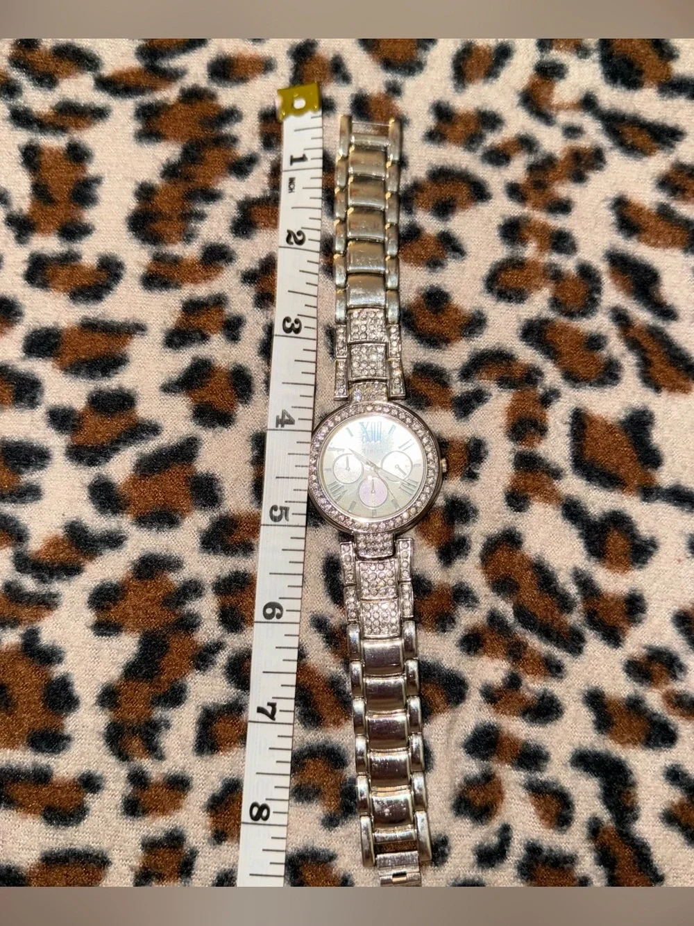 Silver Stainless Steel Crystal Accent Women's Bracelet Watch Preowned